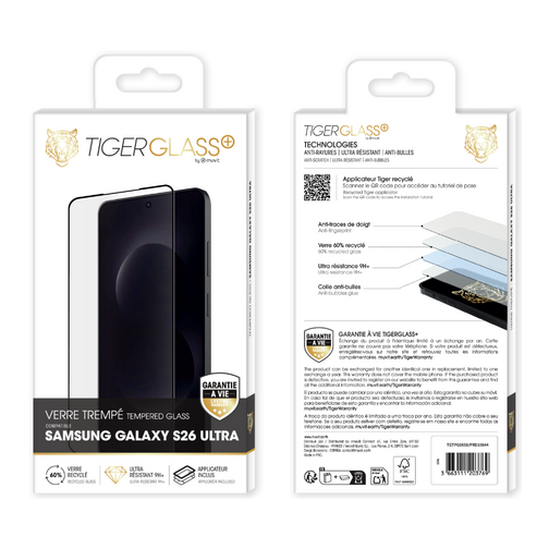Film Tiger Glass+ pour Samsung Galaxy S26 Ultra 5G cristal