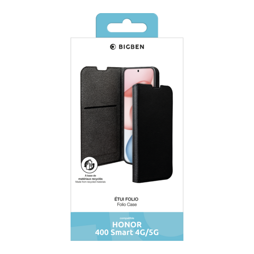 Etui à rabat Wallet Bigben GRS pour HONOR 400 Smart 5G noir