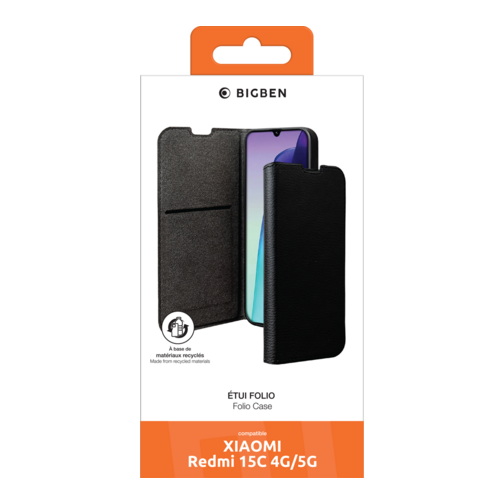 Etui à rabat Wallet Bigben GRS pour Xiaomi Redmi 15C 4G et 5G noir