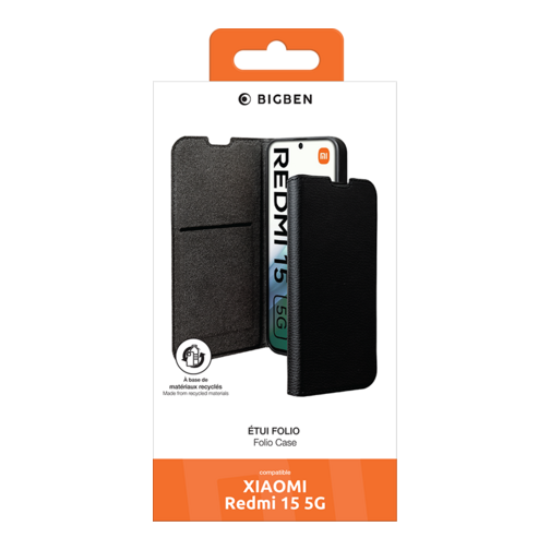 Etui à rabat Wallet Bigben GRS pour Xiaomi Redmi 15 5G noir