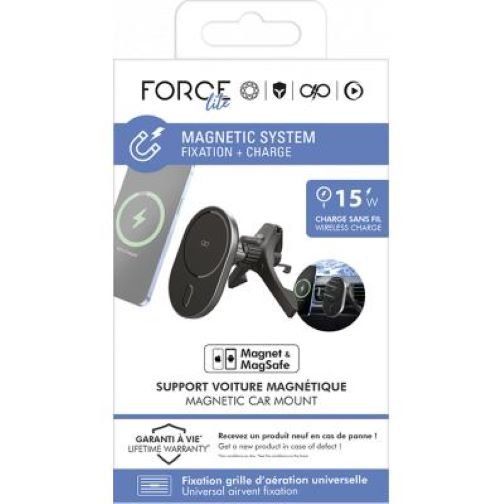 Support auto Force compatible MagSafe 15W pour grille d'aération noir