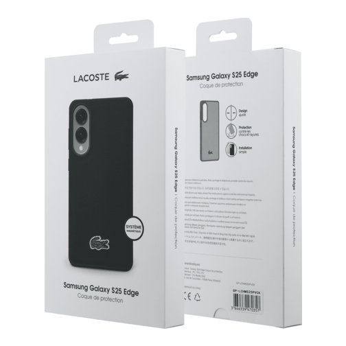 Coque Lacoste aspect piqué pour Samsung Galaxy S25 Edge 5G noire
