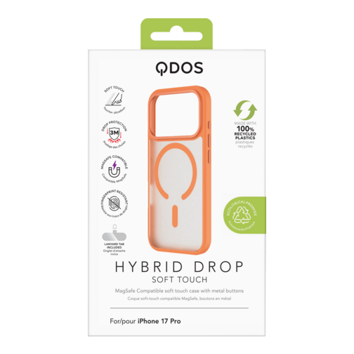 Coque Hybrid Drop GRS QDOS compatible MagSafe pour iPhone 17 Pro orange