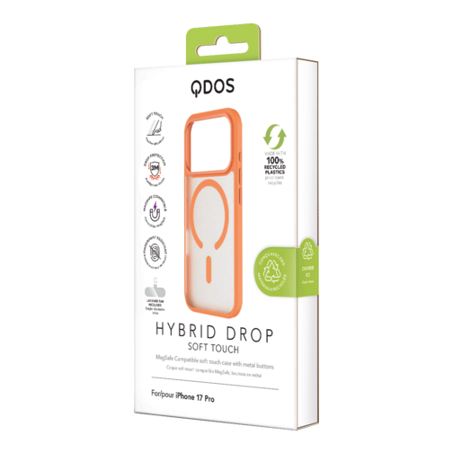 Coque Hybrid Drop GRS QDOS compatible MagSafe pour iPhone 17 Pro orange