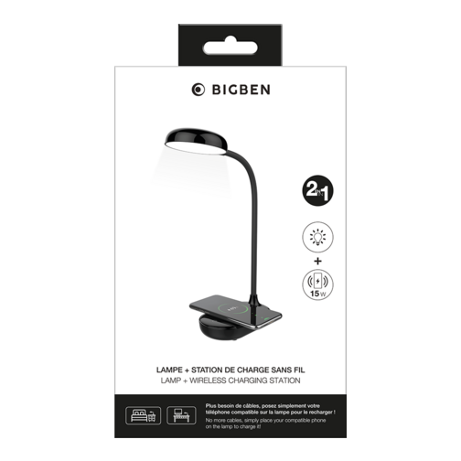 Lampe avec chargeur à induction Bigben 15W noire
