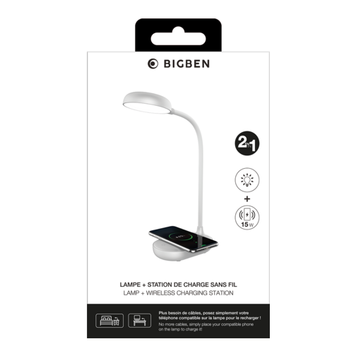 Lampe avec chargeur à induction Bigben 15W argent