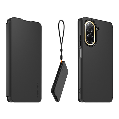 Etui à rabat Modelabs avec dragonne pour Xiaomi Redmi 15 5G noir