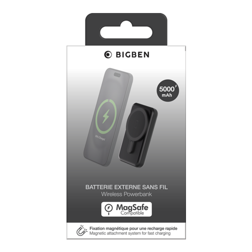Batterie externe Bigben compatible MagSafe 5 000 mAh noire