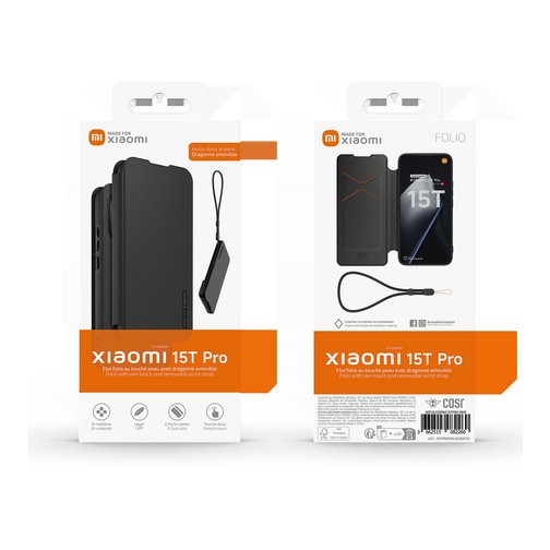 Etui à rabat Modelabs avec dragonne pour Xiaomi 15T Pro noir