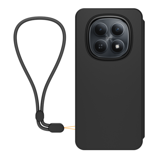 Etui à rabat Modelabs avec dragonne pour Xiaomi Redmi Note 15 4G et 5G noir