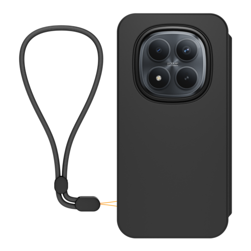 Etui à rabat Modelabs avec dragonne pour Xiaomi Redmi Note 15 Pro Plus 5G noir