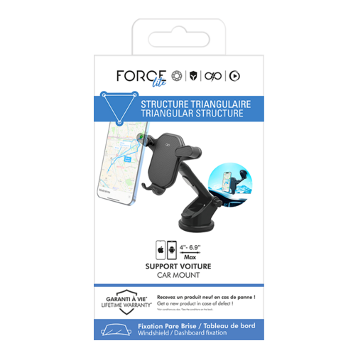 Support auto Force pour pare-brise et tableau de bord noir