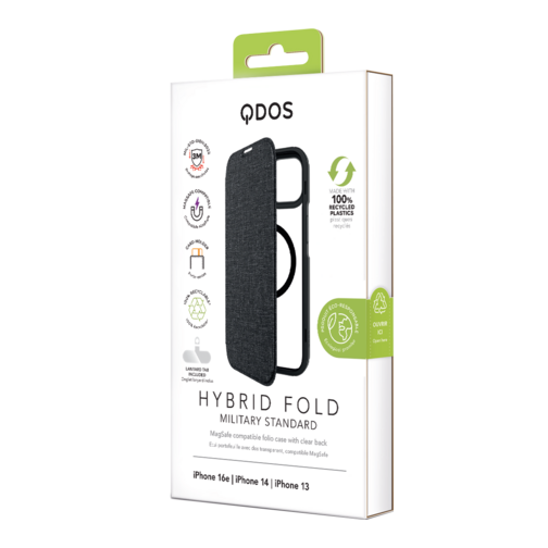 Etui à rabat Hybrid Fold QDOS compatible Magsafe noir