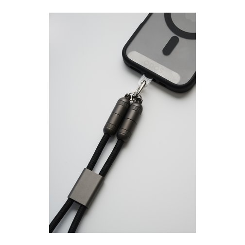 Bandoulière câble de charge USB-C vers USB-C QDOS 1.2 mètre noir