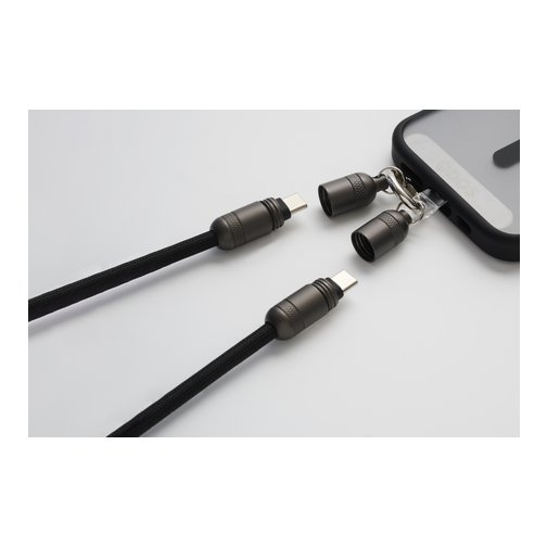 Bandoulière câble de charge USB-C vers USB-C QDOS 1.2 mètre noir