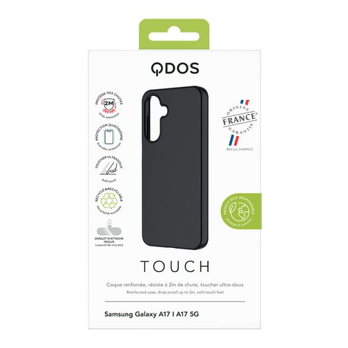 Coque Touch Silicone GRS QDOS origine France garantie pour Samsung Galaxy A17 4G et 5G noire