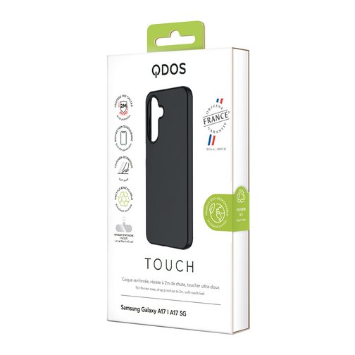 Coque Touch Silicone GRS QDOS origine France garantie pour Samsung Galaxy A17 4G et 5G noire