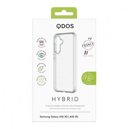 Coque Hybrid GRS QDOS origine France garantie pour Samsung Galaxy A36 5G et A56 5G cristal