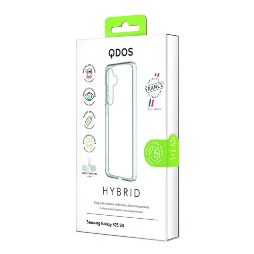 Coque Hybrid GRS QDOS origine France garantie pour Samsung Galaxy S25 cristal