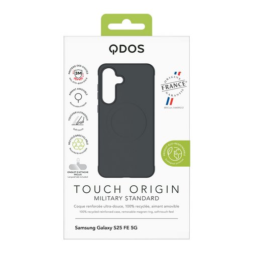 Coque Touch Drop GRS QDOS origine France garantie pour Samsung Galaxy S25 FE noire