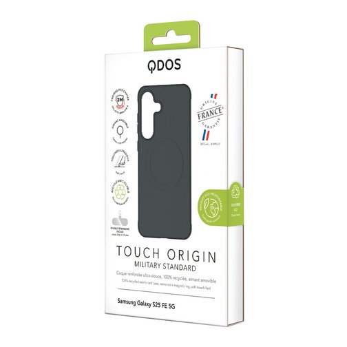 Coque Touch Drop GRS QDOS origine France garantie pour Samsung Galaxy S25 FE noire