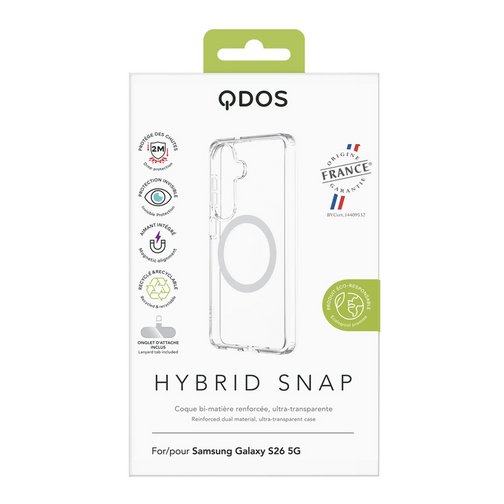 Coque Hybrid GRS QDOS compatible Qi2 pour Samsung Galaxy S26 5G cristal