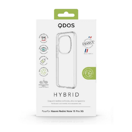 Coque Hybrid GRS QDOS origine France garantie pour Xiaomi Redmi Note 15 Pro 5G cristal