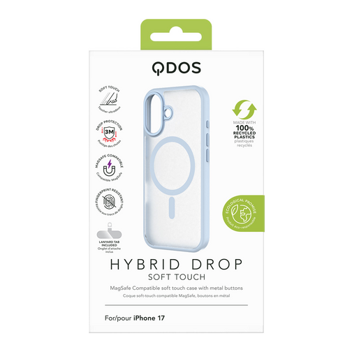 Coque Hybrid Drop / Soft-touch GRS QDOS compatible MagSafe pour iPhone 17 bleue