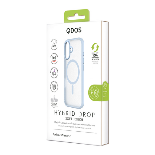 Coque Hybrid Drop / Soft-touch GRS QDOS compatible MagSafe pour iPhone 17 bleue