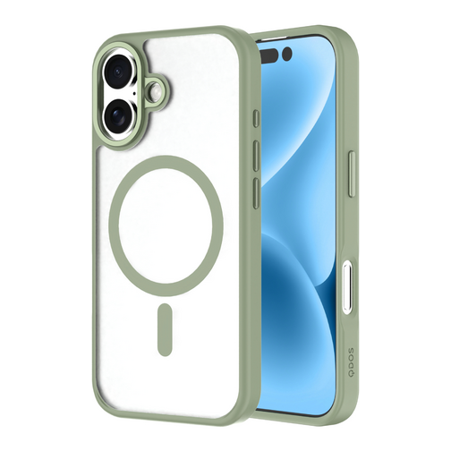 Coque Hybrid Drop / Soft-touch GRS QDOS compatible MagSafe pour iPhone 17 verte