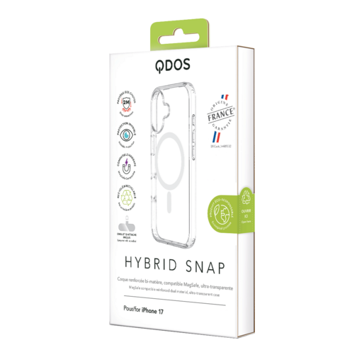 Coque Hybrid GRS QDOS compatible MagSafe origine France garantie pour iPhone 17 cristal