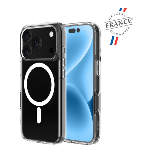 Coque Hybrid GRS QDOS compatible MagSafe origine France garantie pour iPhone 17 Pro cristal