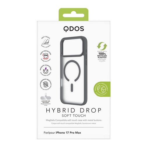 Coque Hybrid Drop / Soft-touch GRS QDOS compatible MagSafe pour iPhone 17 Pro Max noire