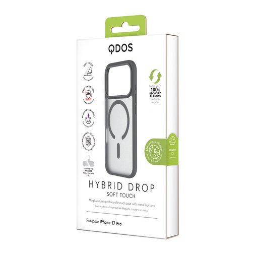Coque Hybrid Drop / Soft-touch GRS QDOS compatible MagSafe pour iPhone 17 Pro Max noire