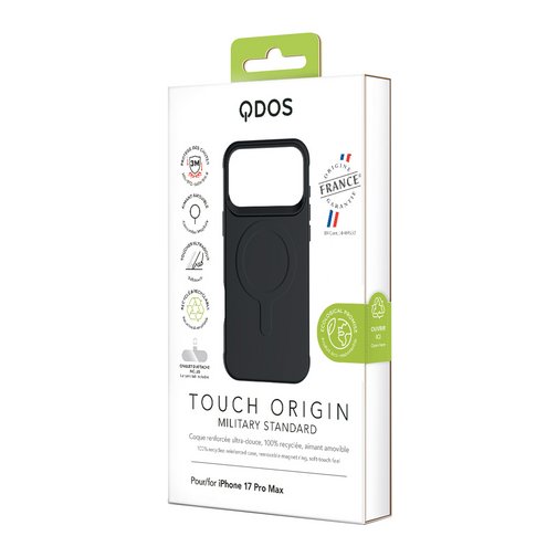Coque Touch Drop GRS QDOS origine France garantie pour iPhone 17 Pro Max noire