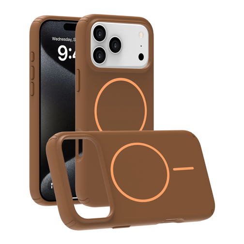 Coque QDOS TONE compatible MagSafe pour iPhone 17 Pro marron et orange