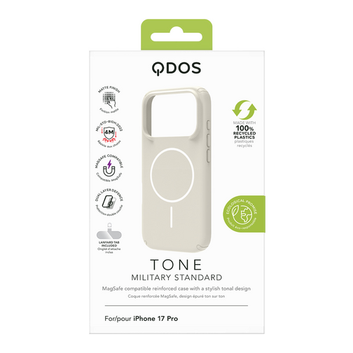 Coque QDOS TONE compatible MagSafe pour iPhone 17 Pro crème et blanc