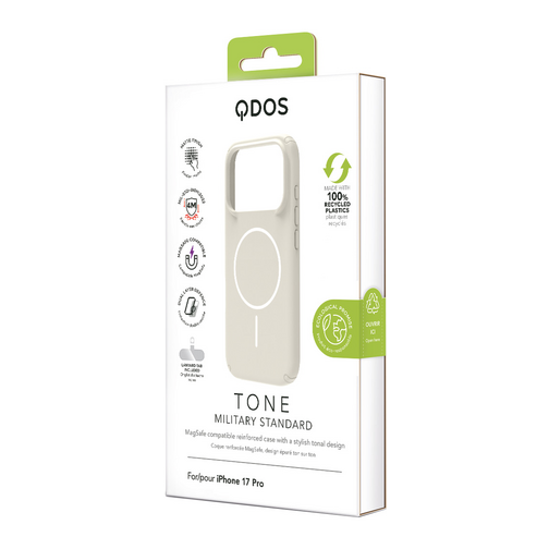 Coque QDOS TONE compatible MagSafe pour iPhone 17 Pro crème et blanc