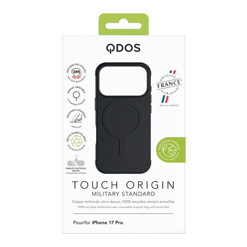 Coque Touch Drop GRS QDOS origine France garantie pour iPhone 17 Pro noir