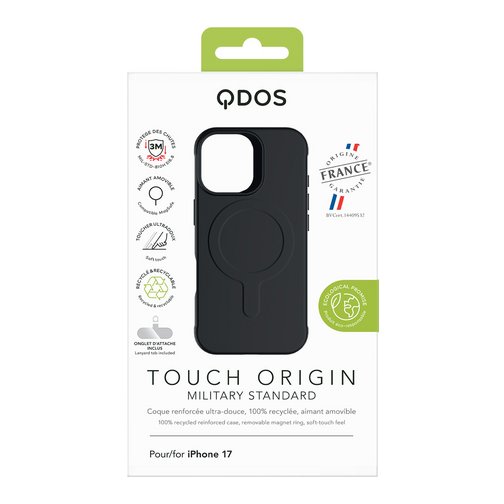 Coque Touch Drop GRS QDOS origine France garantie pour iPhone 17 noire