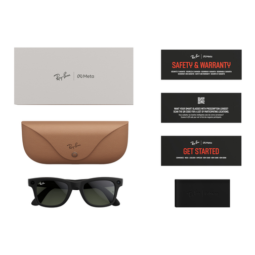 Lunettes Ray-Ban Meta Wayfarer (Gen 1) noir mat verres Transitions® incolore / vert graphite