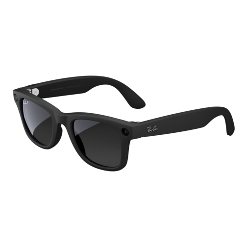 Lunettes Ray-Ban Meta Wayfarer noir mat verres Polarisés graphite taille 50-22