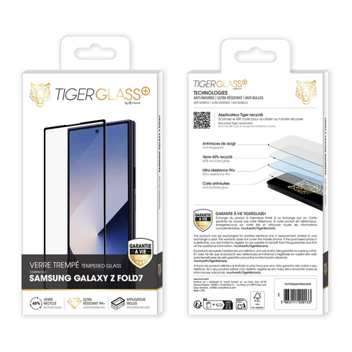 Film Tiger Glass+ pour Samsung Galaxy Z Fold7 cristal