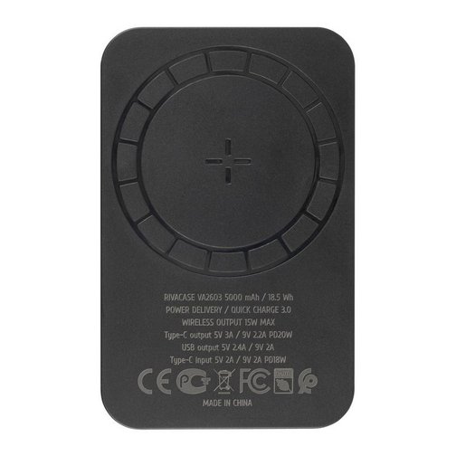 Batterie externe Rivacase compatible MagSafe 5 000 mAh et 20W noire