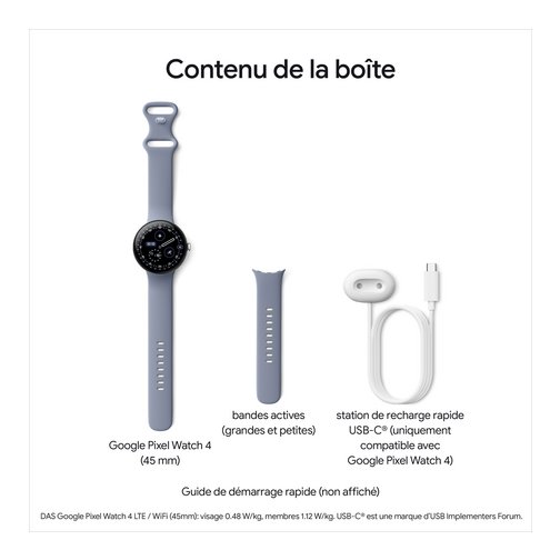 Google Pixel Watch 4 4G 45mm noire