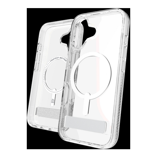 Coque renforcée ZAGG Palace avec support compatible MagSafe pour iPhone 17 cristal