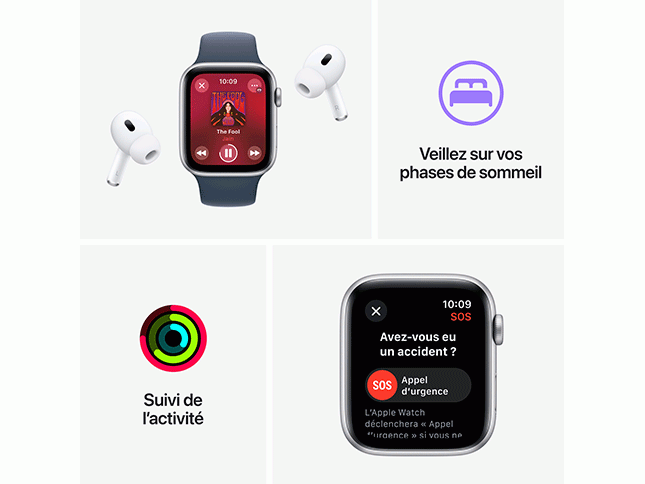 Apple Watch SE GPS 40mm alu lumière stellaire bracelet sport