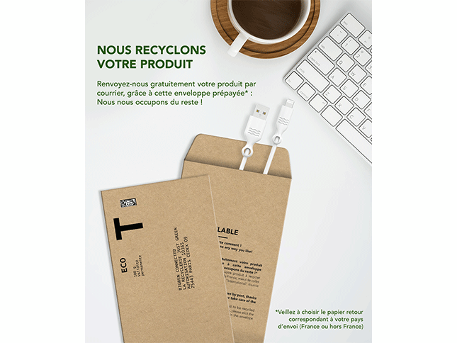 Câble de charge Just Green USB-A vers Lightning 1.2 mètre