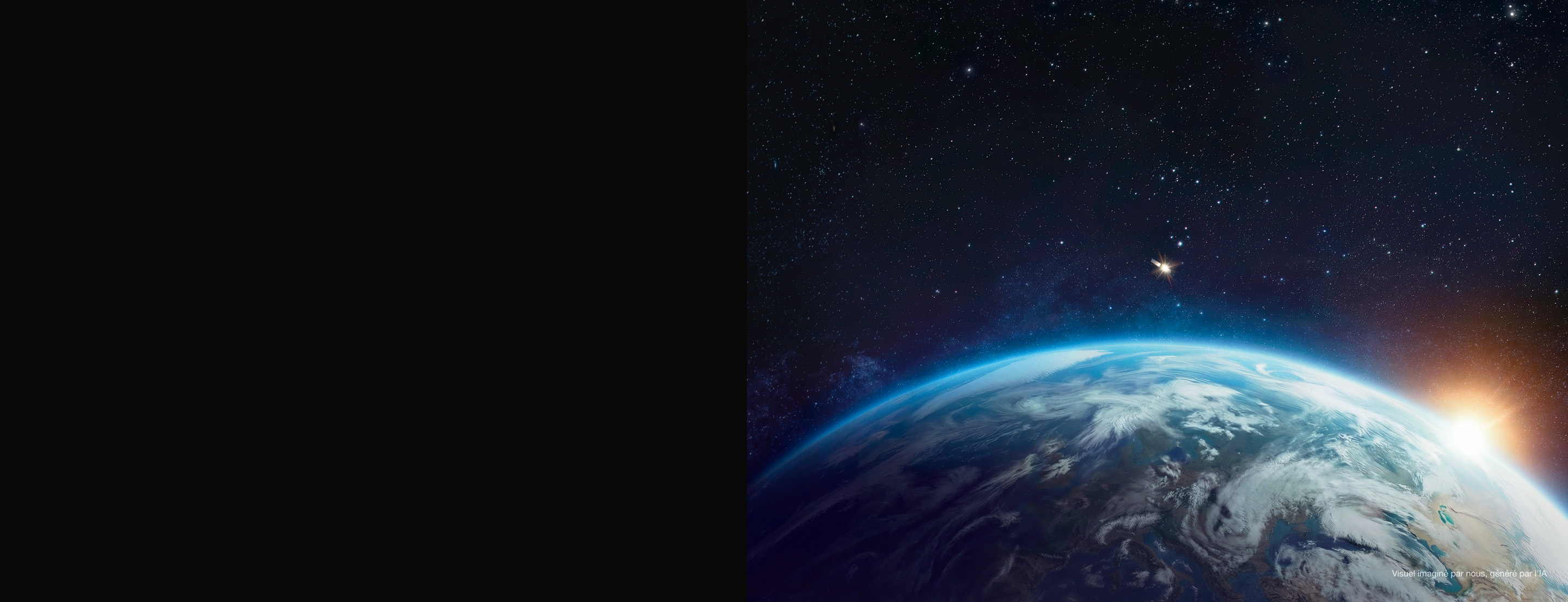 Terre vue de l'espace avec le soleil levant et des étoiles dans le ciel (généré par l'IA)