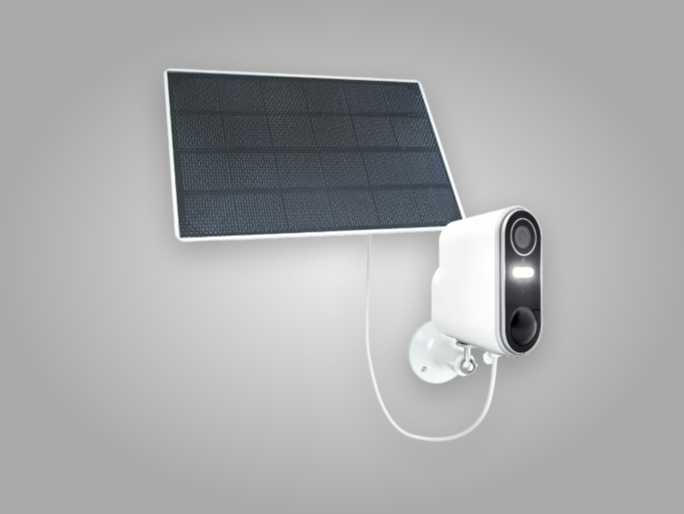 caméra de vidéoprotection avec flash lumineux et connectée à son panneau solaire 